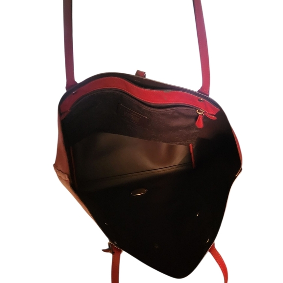 Coach Market Tote 37756 Large Burgundy Polished Pebble Leather Shoulder Bag - Picture 10 of 11